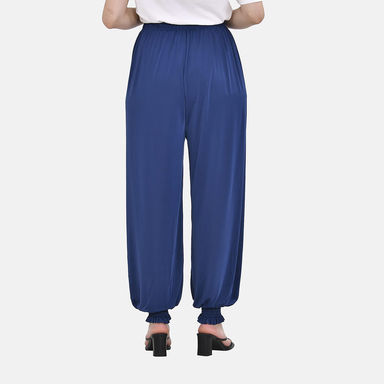 TAMSY Elastic Waist Band Trousers (One Size, 8-16) - Blue