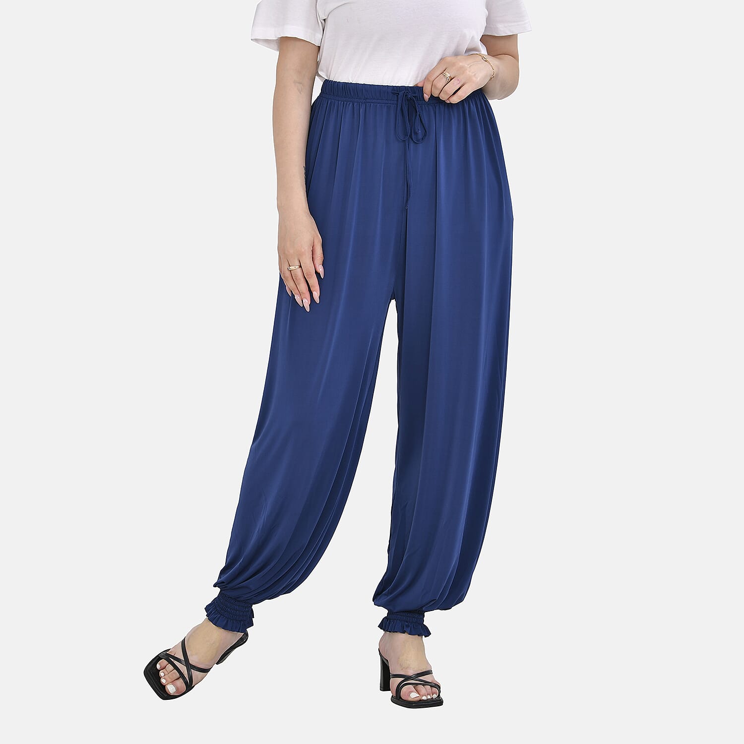 TAMSY Elastic Waist Band Trousers (One Size, 8-16) - Blue