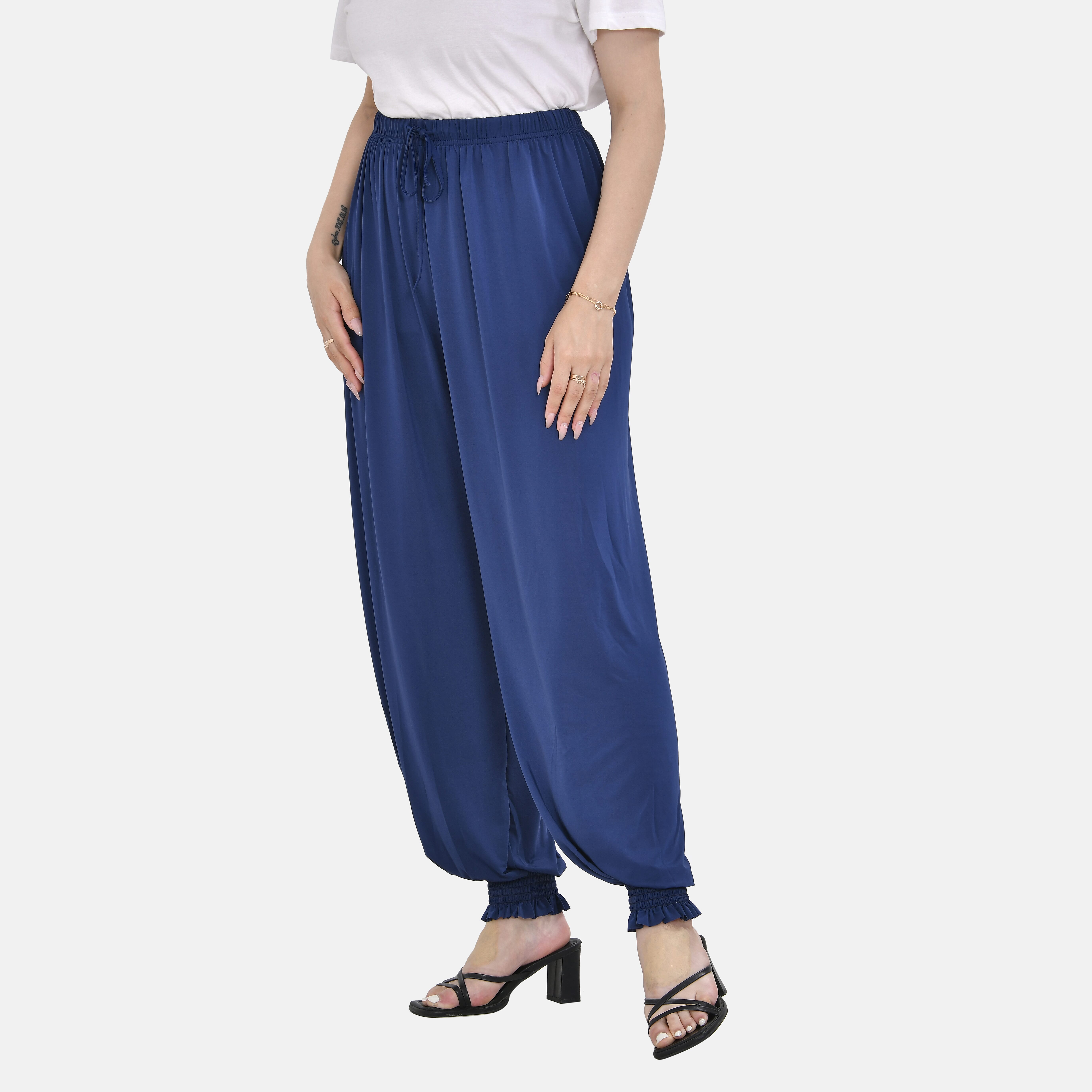 TAMSY Elastic Waist Band Trousers (One Size, 8-16) - Blue