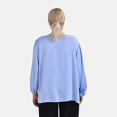 Tamsy 100% Viscose Relaxed Fit Blouse (Size 20 to 22) - Blue