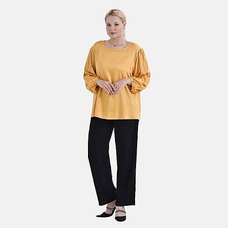 Tamsy 100% Viscose Relaxed Fit Blouse (Size 16 to18) - Yellow