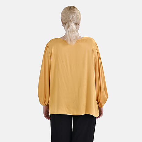 Tamsy 100% Viscose Relaxed Fit Blouse (Size 16 to18) - Yellow