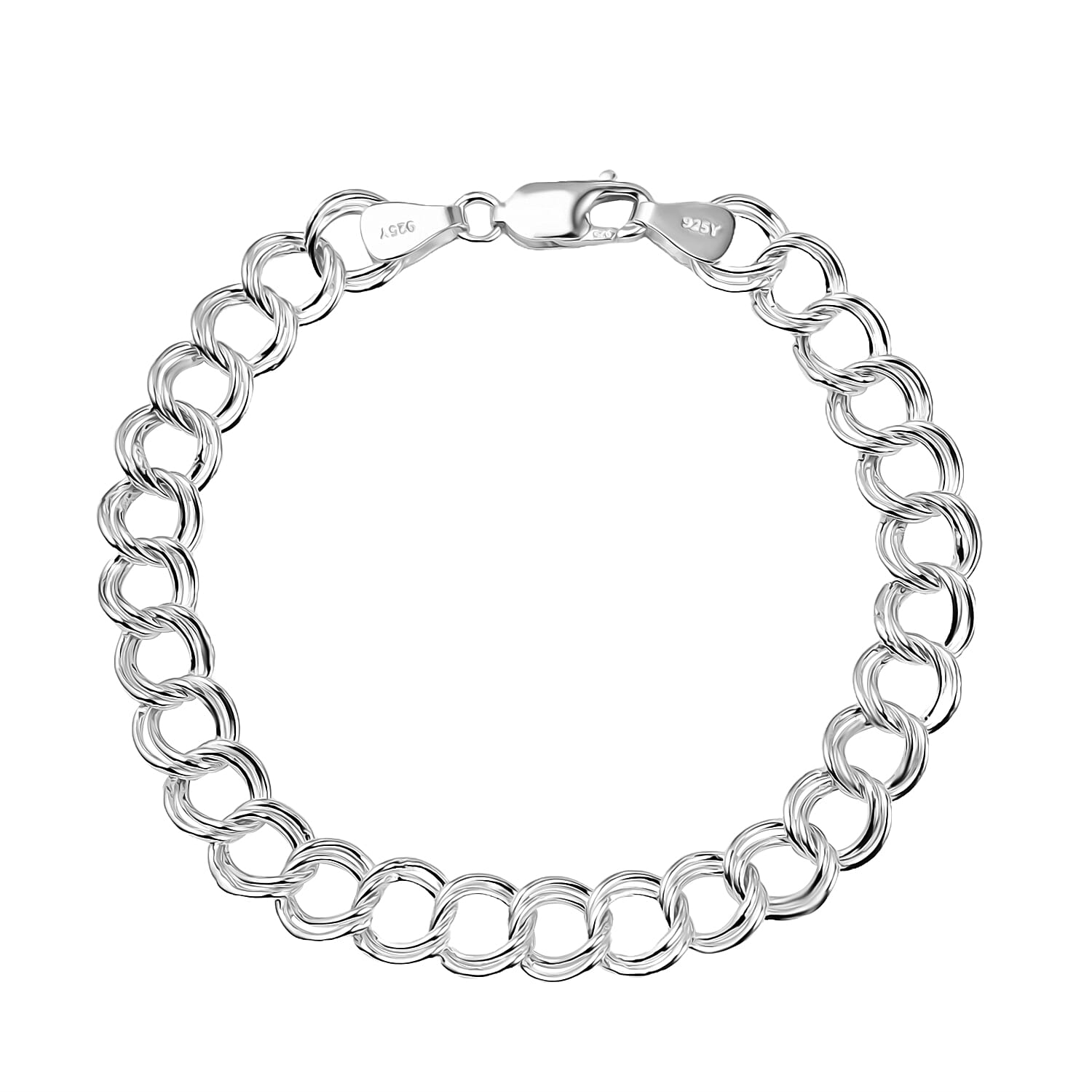 Mega NY close Out Deal - Sterling Silver Double Curb Bracelet (Size 7.5) with Lobster Clasp, Silver Wt. 6.20 Gms.