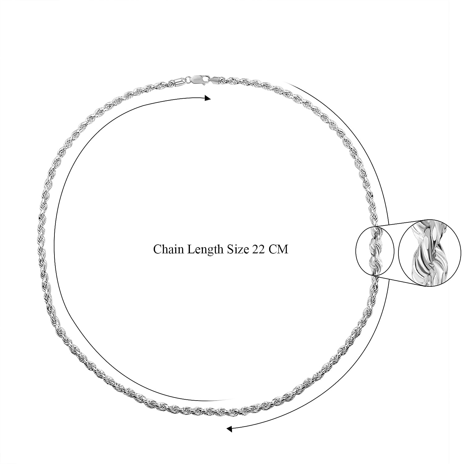 Closeout Deal - Sterling Silver Rope Necklace (Size - 26), Silver Wt. 25.8 Gms