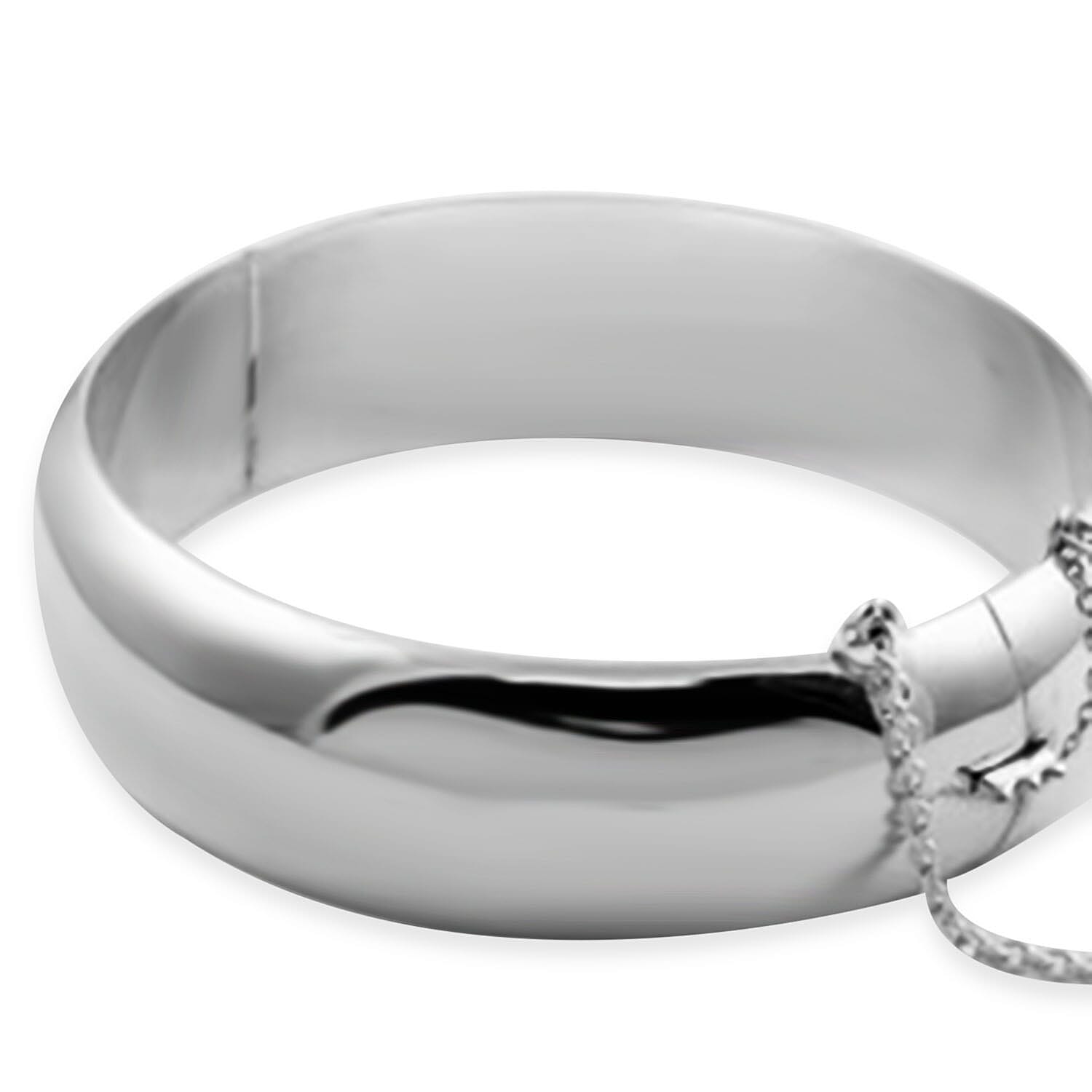 Vicenza Closeout - Limited Edition Sterling Silver Broad Hinged Bangle (Size 7.5), 30.9 Gms
