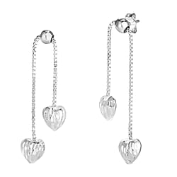 Rose Gold Overlay Sterling Silver Heart Drop Earrings