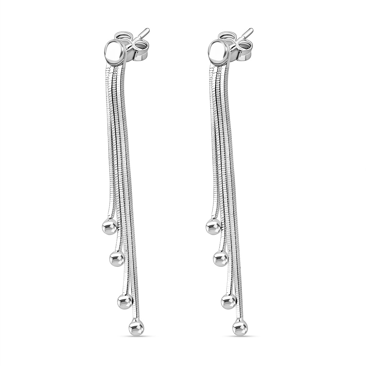 Vicenza Closeout - Sterling Silver Snake Drop Bead Earrings With Push Back