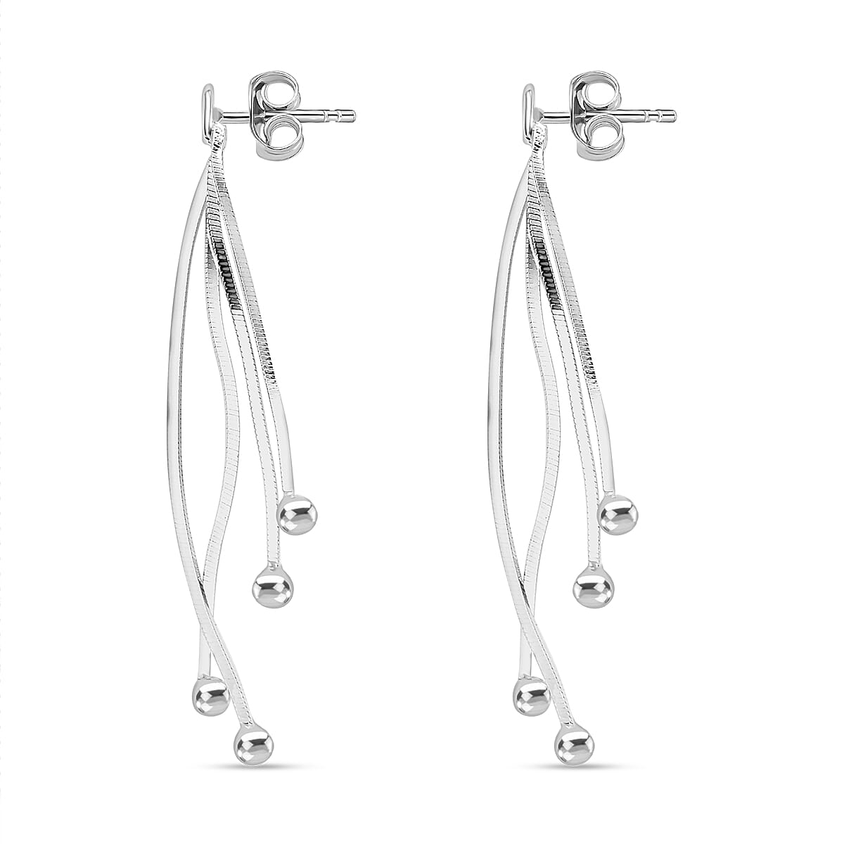 Vicenza Closeout - Sterling Silver Snake Drop Bead Earrings With Push Back