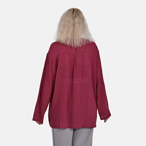La Marey Blend 3-4 Sleeves Blouse (Size S) - Red