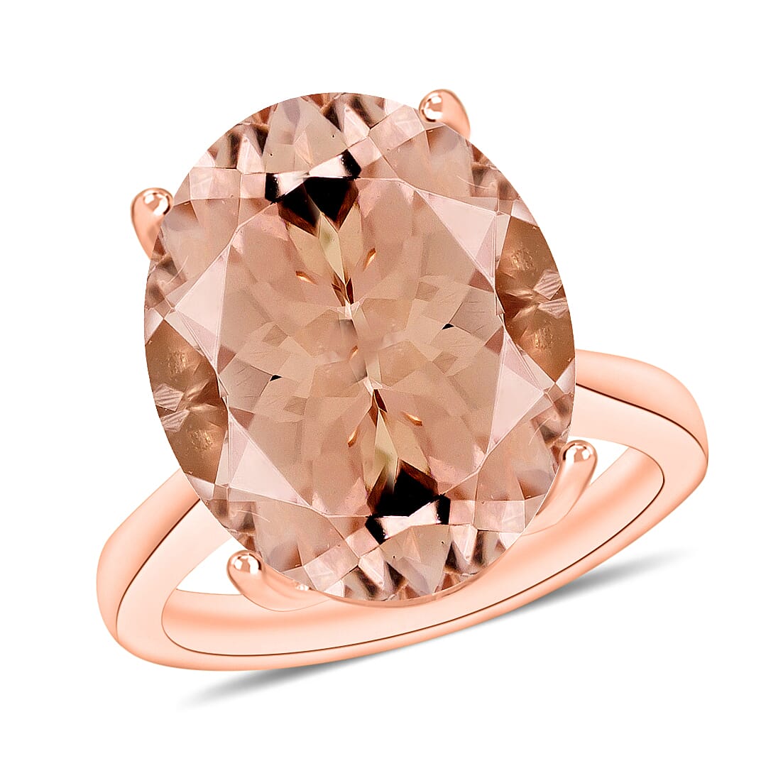 14K Rose Gold  AAA   Morganite  Solitaire Ring 7.00 ct,  Gold Wt. 4 Gms  7.000  Ct.