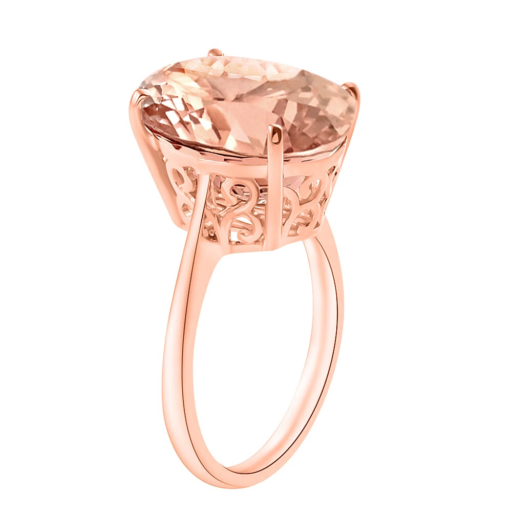 14K Rose Gold  AAA   Morganite  Solitaire Ring 7.00 ct,  Gold Wt. 4 Gms  7.000  Ct.