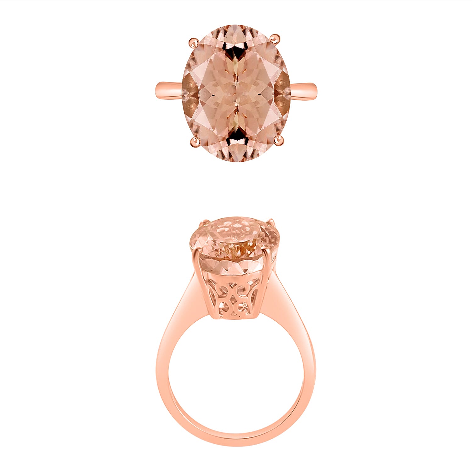 14K Rose Gold  AAA   Morganite  Solitaire Ring 7.00 ct,  Gold Wt. 4 Gms  7.000  Ct.