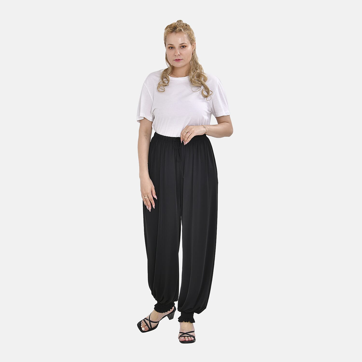 TAMSY Solid Pattern Elastic Waist Trouser (One Size 8-16) - Black