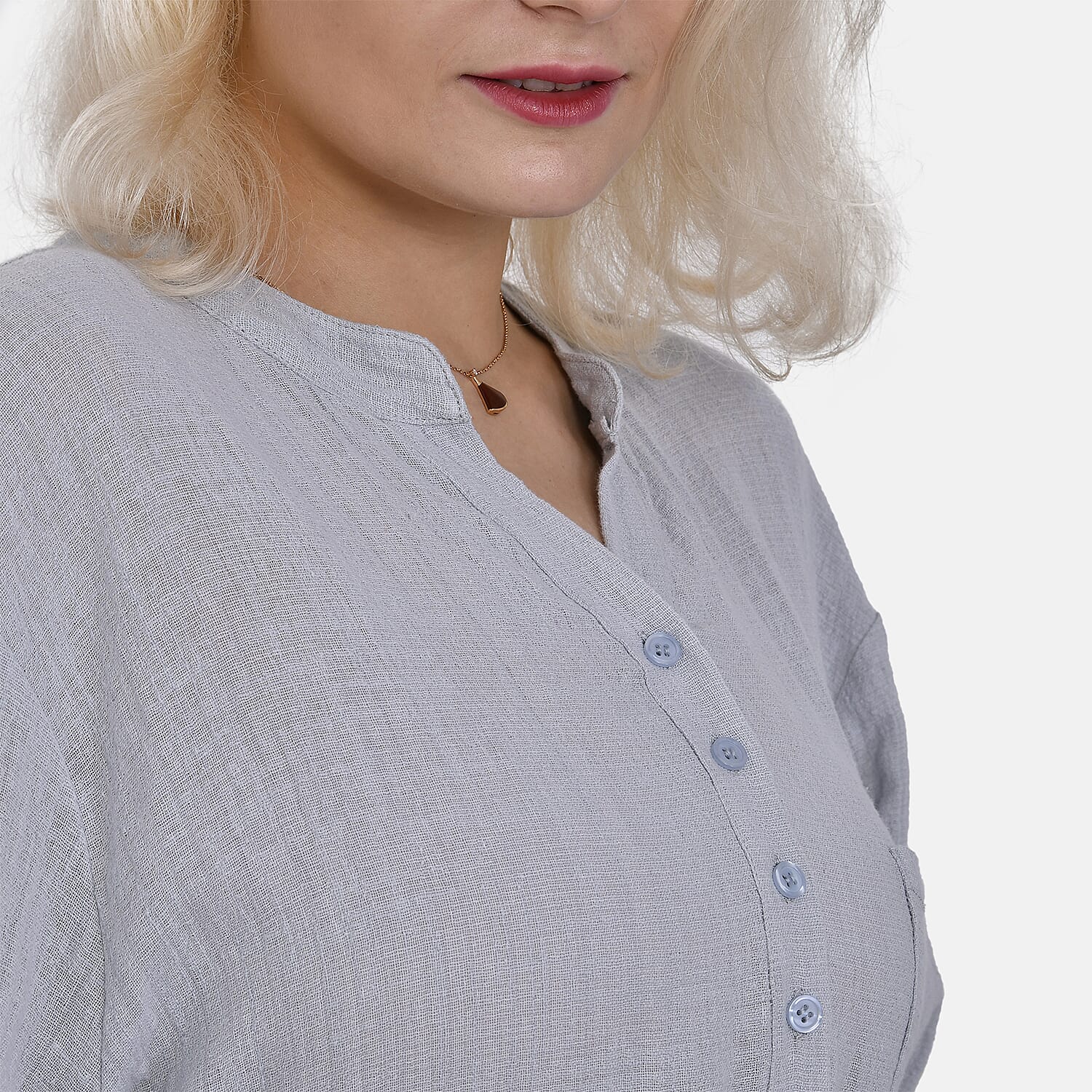 La Marey Cotton Blend 3-4 Sleeves Blouse - Orange