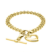 Italian Closeout -9K Yellow Gold Heart 2-Strand Belcher Necklace or T-Bar Bracelet (Size - 7.5), Gold wt 5.05 Gms