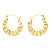 Close Out Deal- 9K Yellow Gold Broad Textured Hoop Earrings