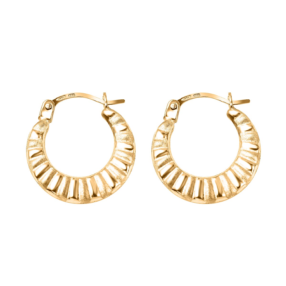 Close Out Deal- 9K Yellow Gold Broad Textured Hoop Earrings
