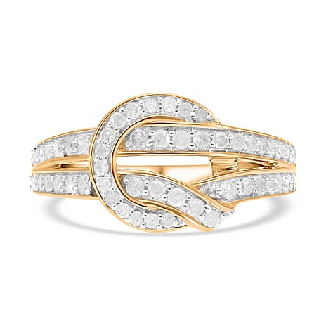 Designer Inspired- Diamond Ring in YG Vermeil Plated Sterling Silver 0.50 Ct.
