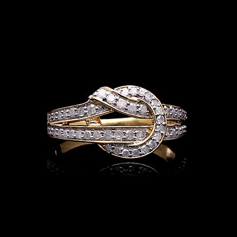 Designer Inspired- Diamond Ring in YG Vermeil Plated Sterling Silver 0.50 Ct.