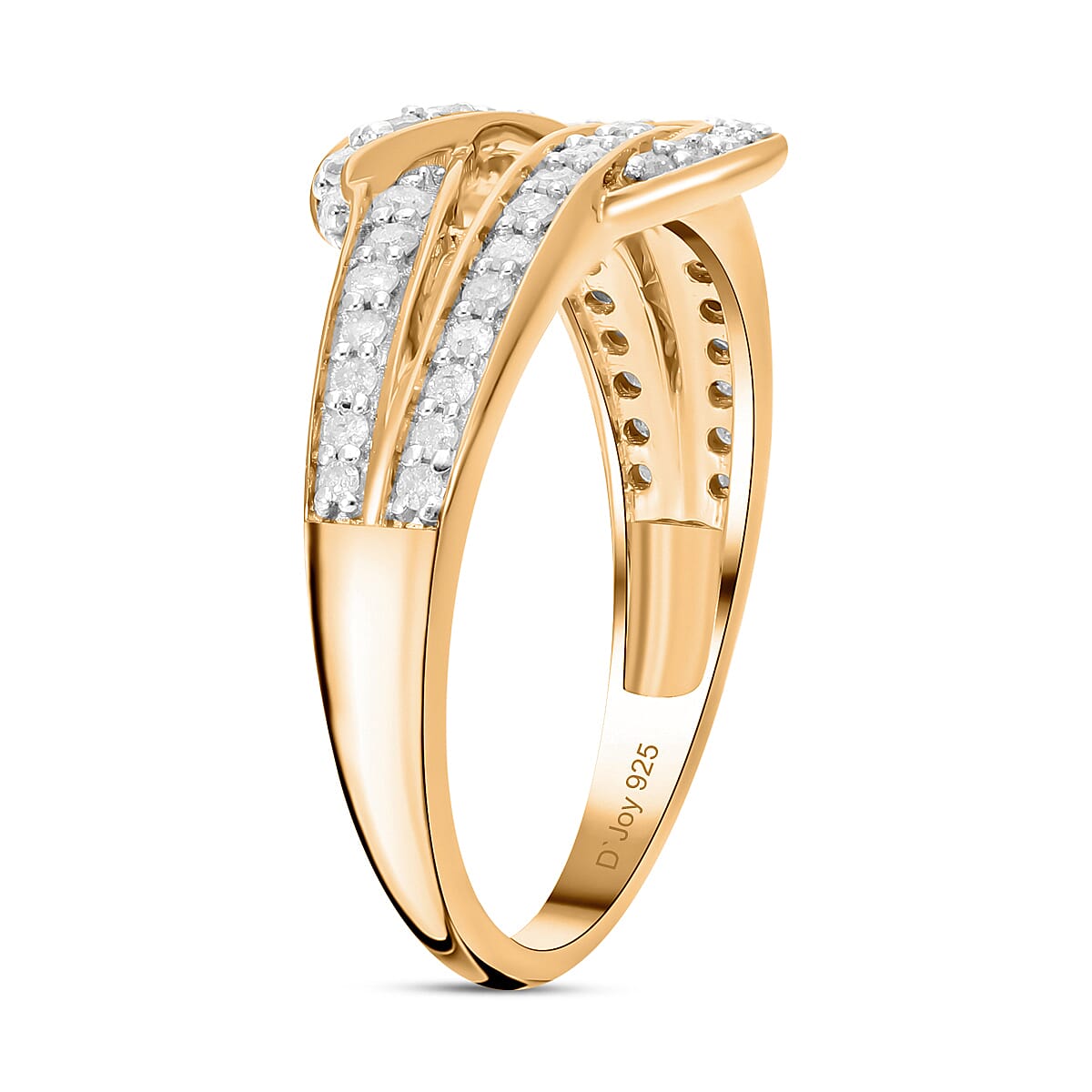 Designer Inspired- Diamond Ring in Vermeil Yellow Gold Plated Sterling Silver 0.50 Ct.