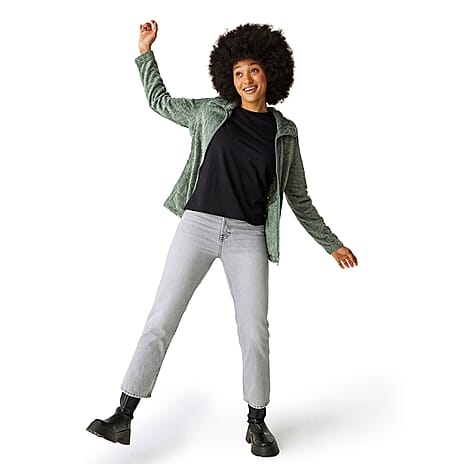 REGATTA Full Zip Wave Pattern Fleece Jacket (Size 8)  - Green