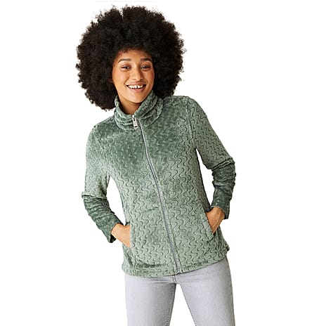 REGATTA Full Zip Wave Pattern Fleece Jacket (Size 12) - Green