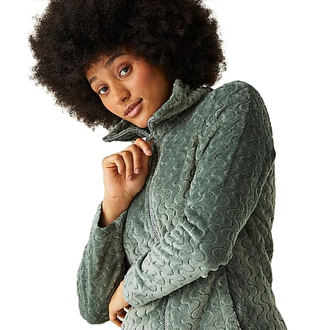 REGATTA Full Zip Wave Pattern Fleece Jacket (Size 16) - Green