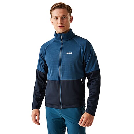 REGATTA Mens Highton Winter Full Zip Colourblock Fleece (Size L) - Navy & Admiral Blue