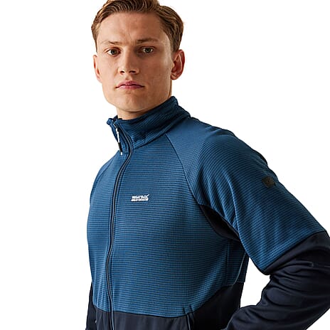 REGATTA Mens Highton Winter Full Zip Colourblock Fleece (Size L) - Navy & Admiral Blue