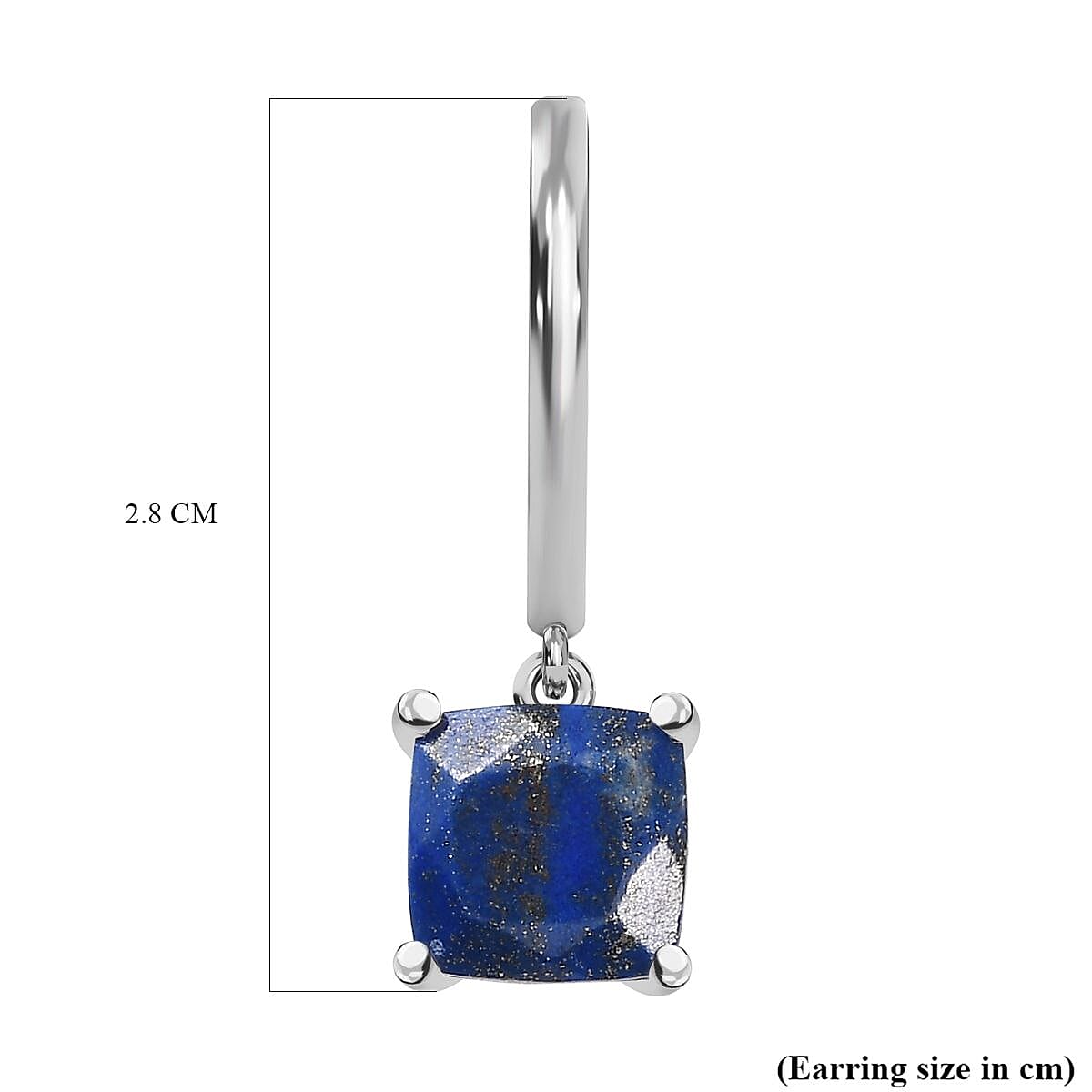 Lapis Lazuli Hoop Dangle Earrings in Platinum Overlay Sterling Silver 5.60 Ct