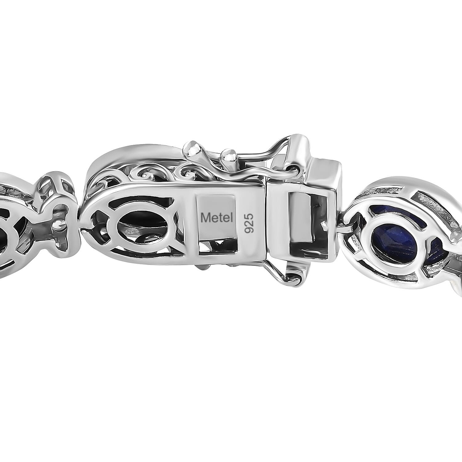 Lapis Lazuli & Natural Zircon Tennis Bracelet (Size - 7) in Platinum Overlay Sterling Silver 20.15 Ct, Silver Wt. 14 Gms