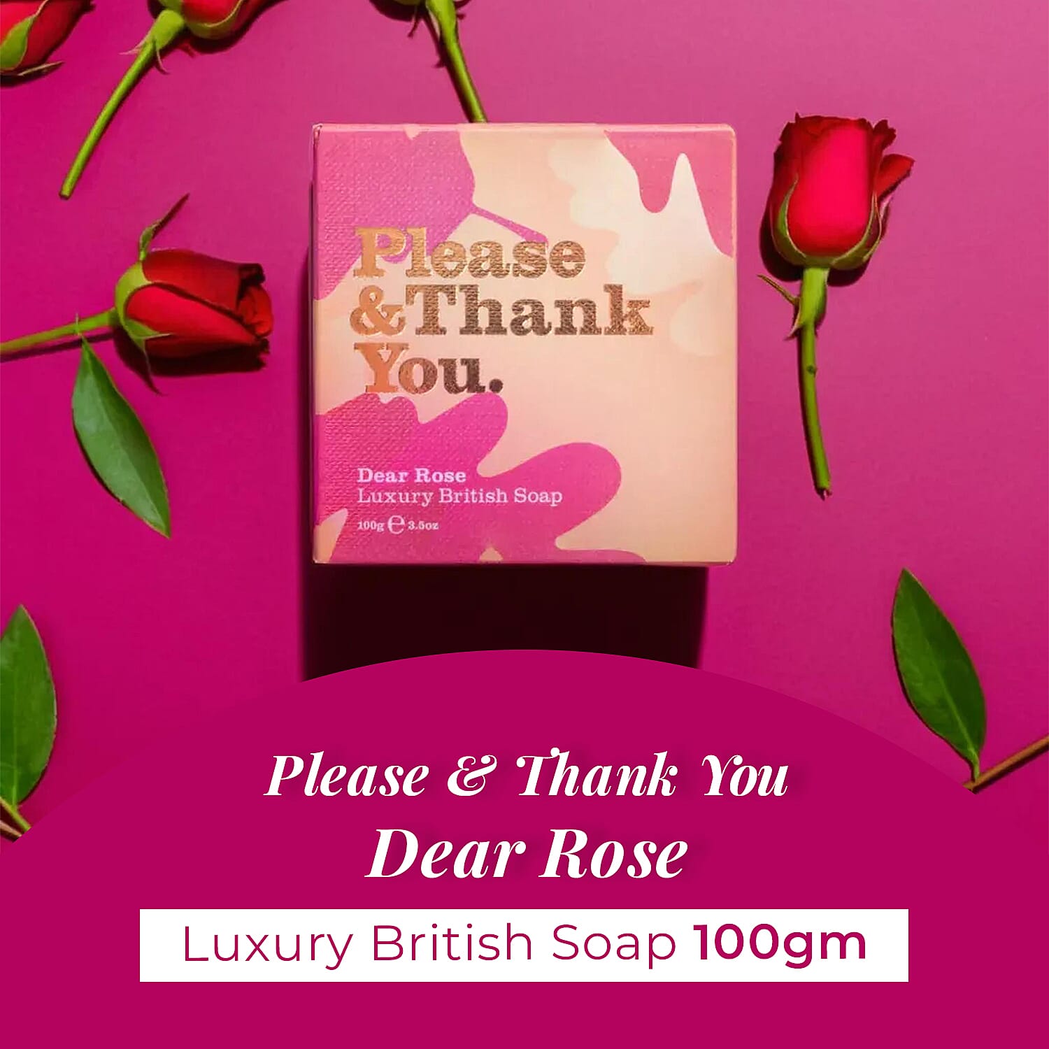 Please & Thank You Dear Rose Luxury British Soap 100gm