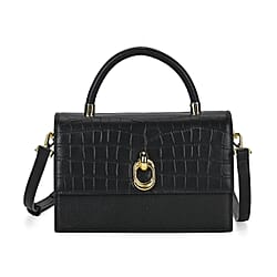 Genuine Leather Crocodile Embossed Crossbody Bag