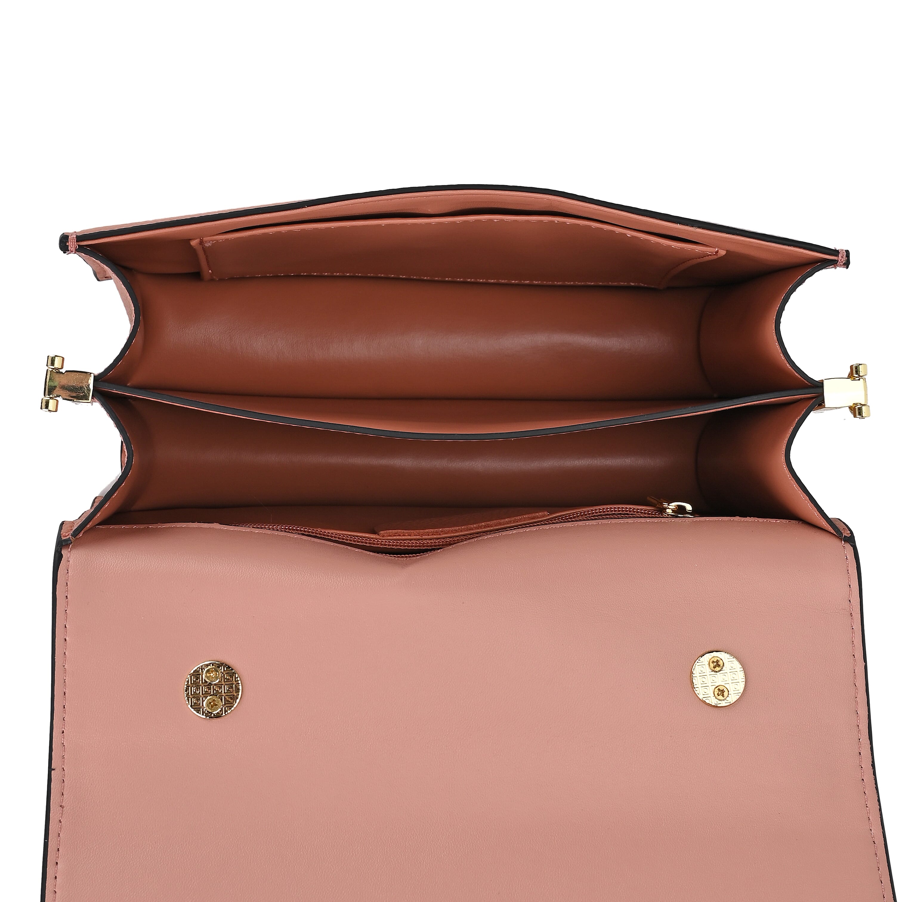 Genuine Leather Crocodile Embossed Crossbody Bag with Handle Drop - Light Pink