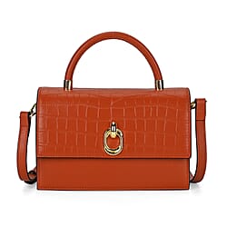 Genuine Leather Crocodile Embossed Crossbody Bag