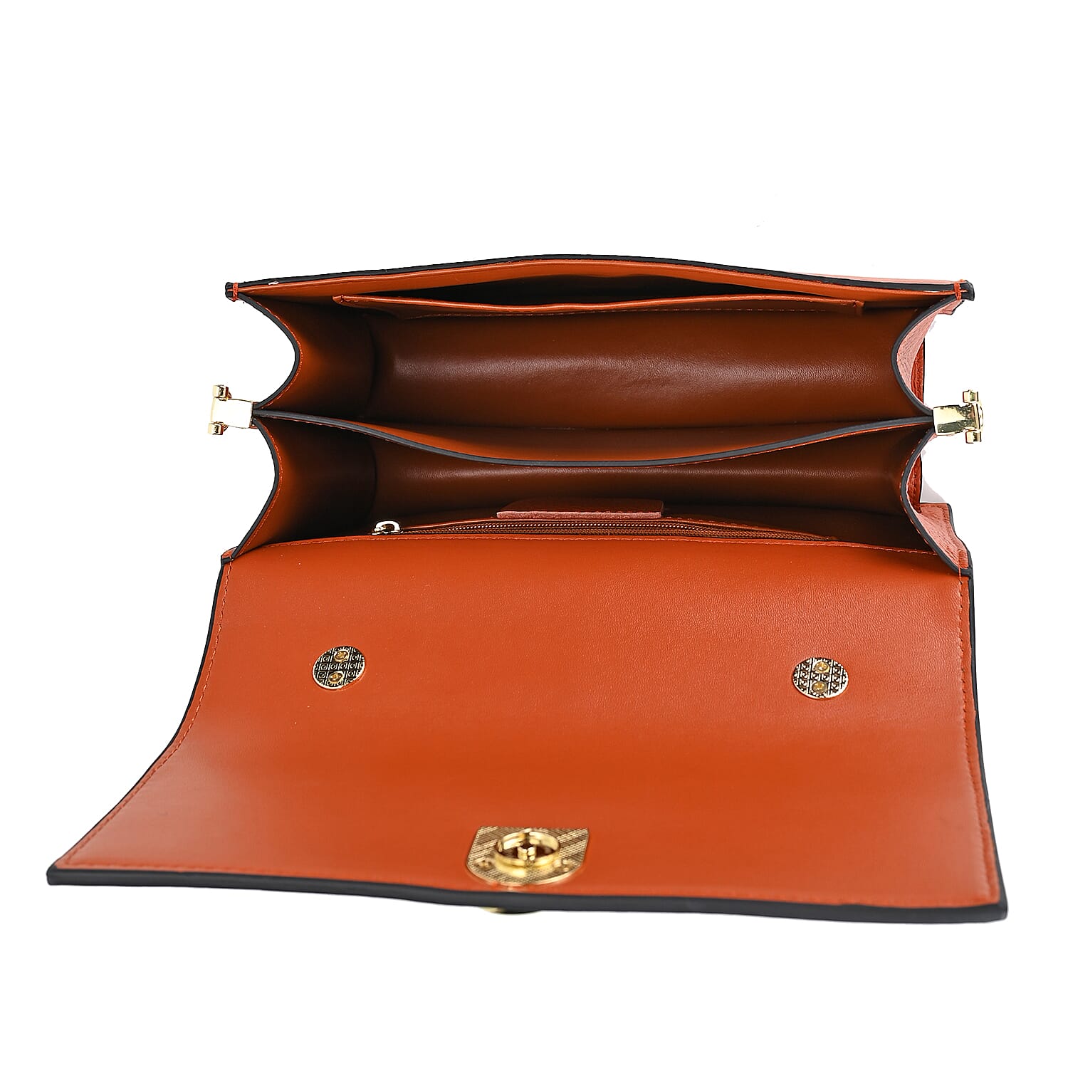 Designer Closeout - Genuine Leather Croc Embossed Crossbody Bag - Tan