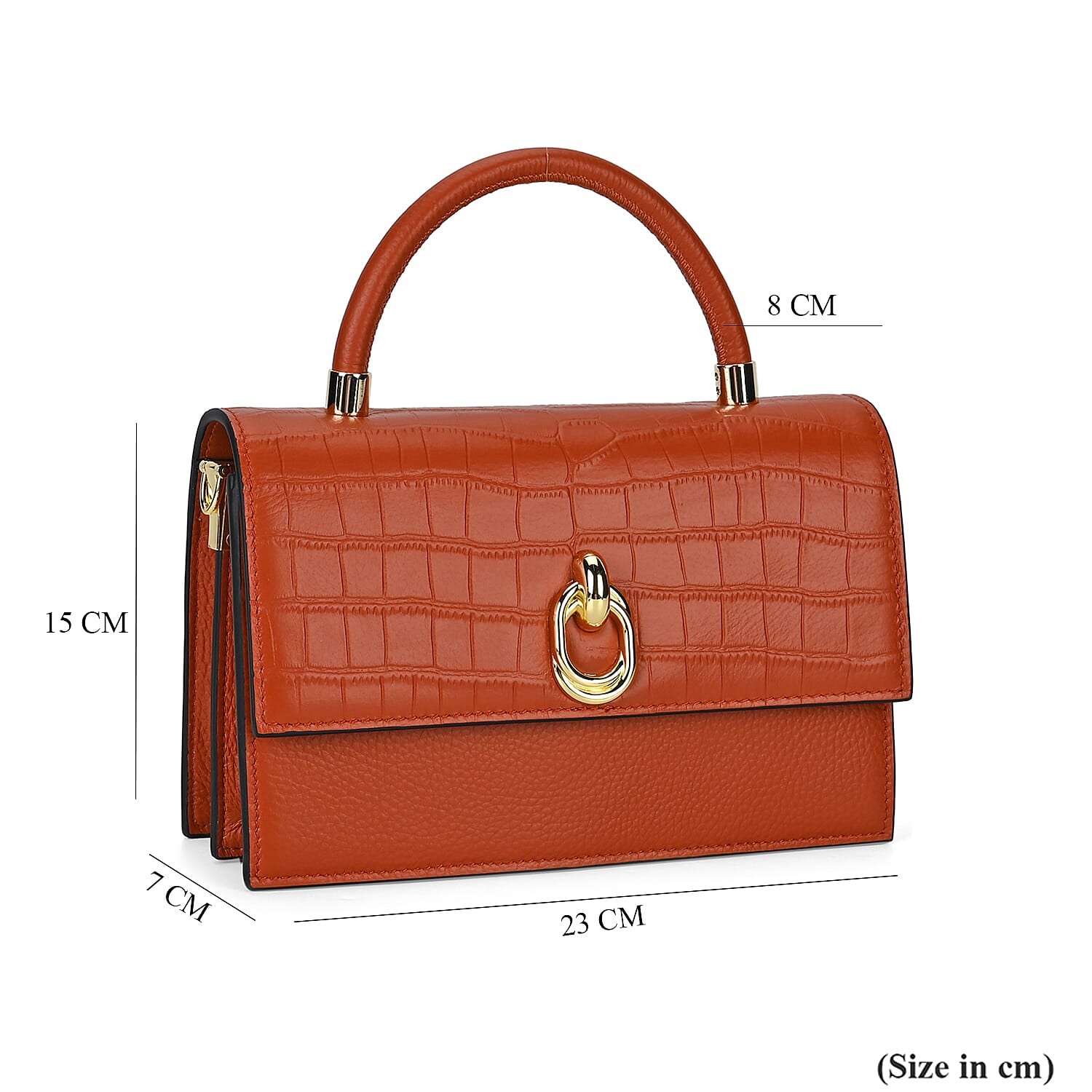 Designer Closeout - Genuine Leather Croc Embossed Crossbody Bag - Tan