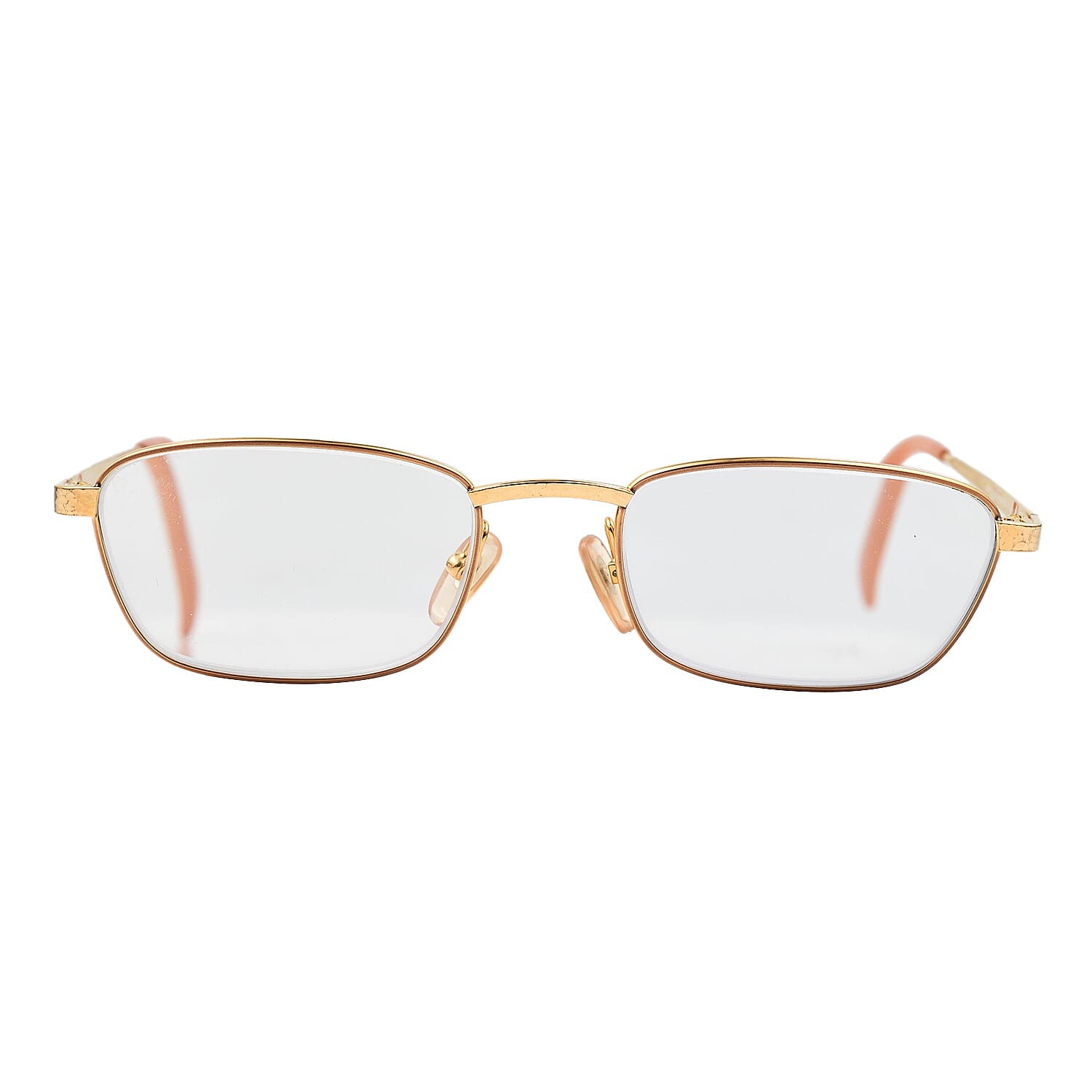 Christian Dior Rectangular Metal Frames with Pink Tips Readers(Power 2.0) - Gold