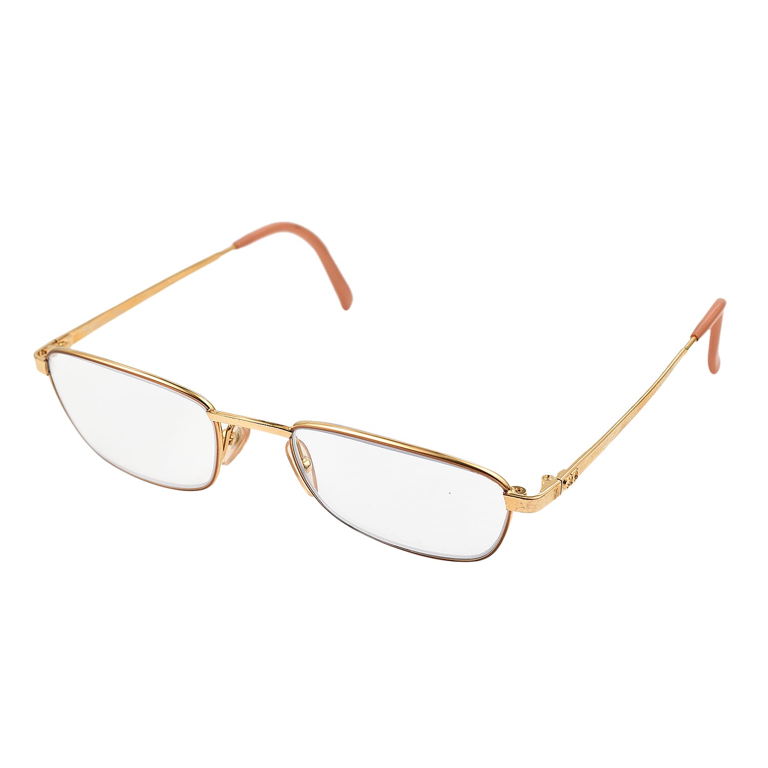 Christian Dior Rectangular Metal Frames with Pink Tips Readers(Power 2.0) - Gold