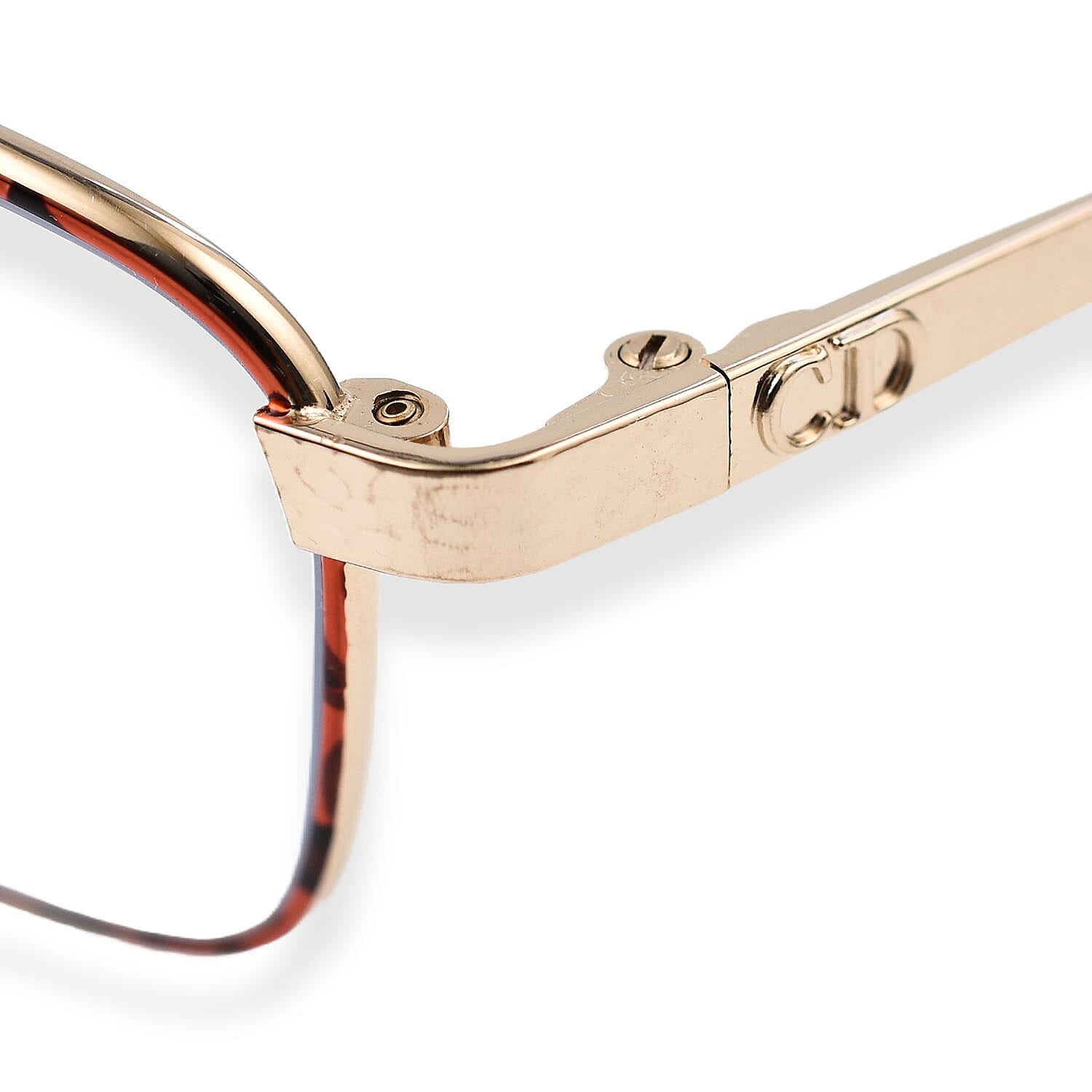 Christian Dior Rectangular Metal Tort Frame Readers (Power 2.0) - Golden