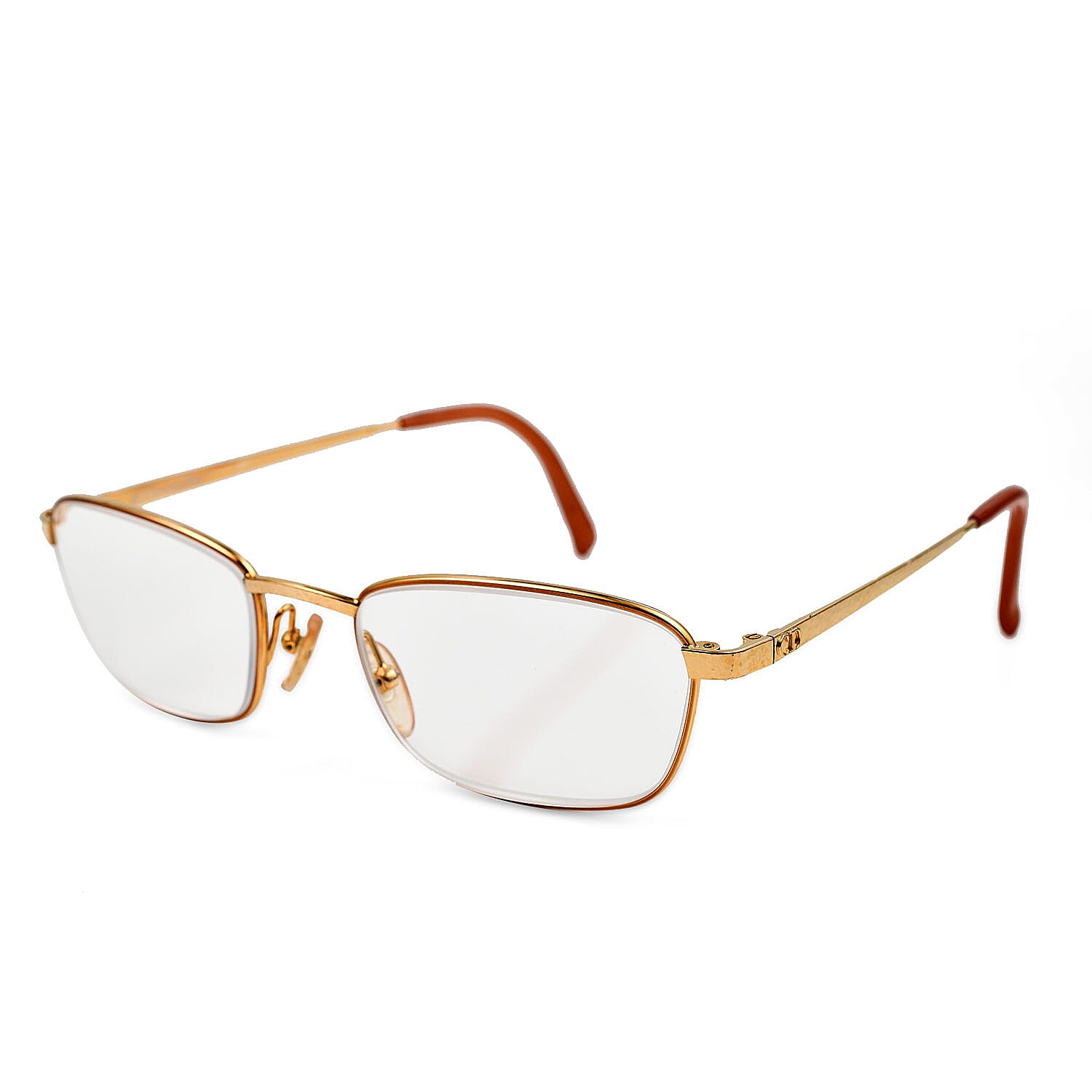 Christian Dior Rectangular Metal Frames with Pink Tips Readers (Power 2.5) - Gold