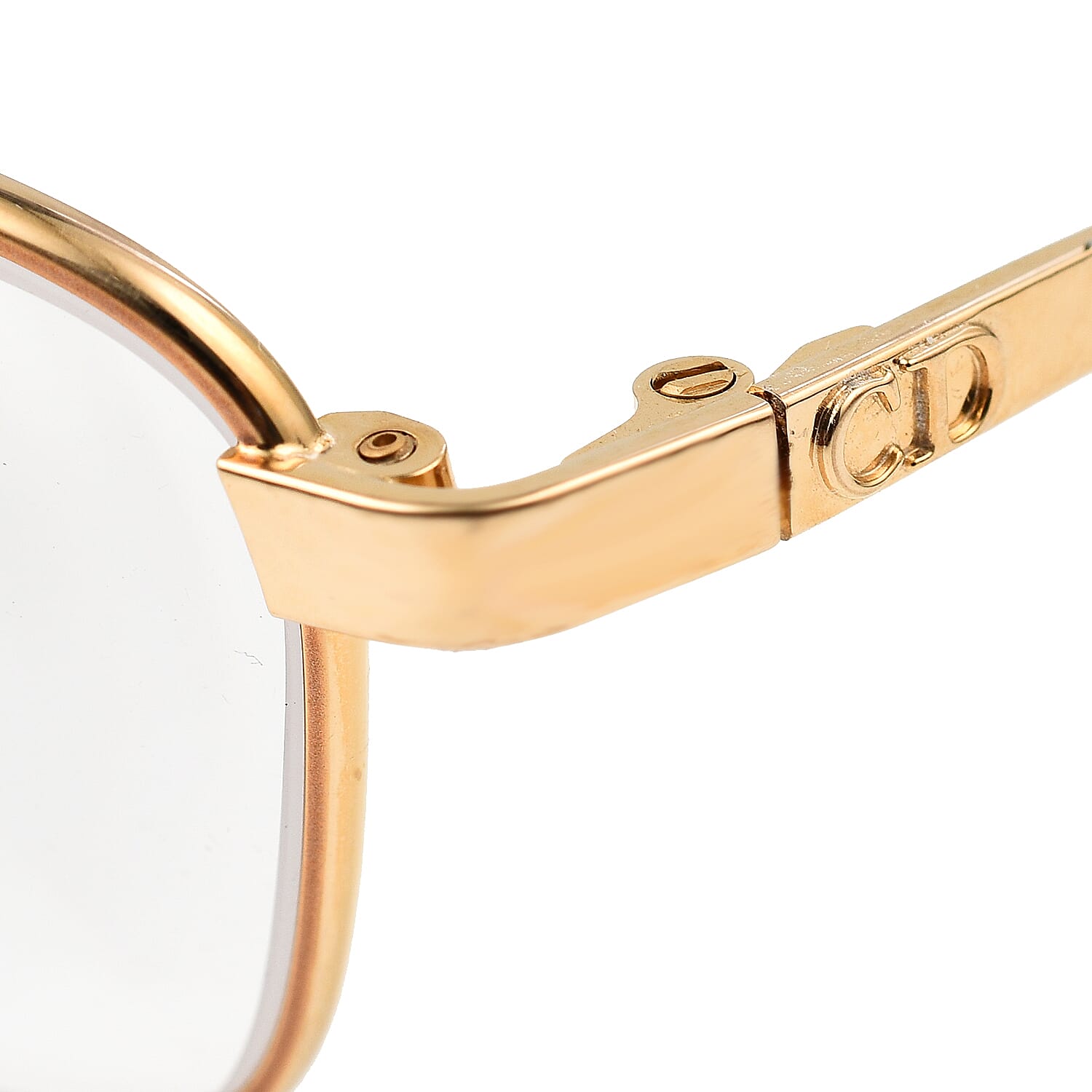 Christian Dior Rectangular Metal Frames with Pink Tips Readers (Power 2.5) - Gold