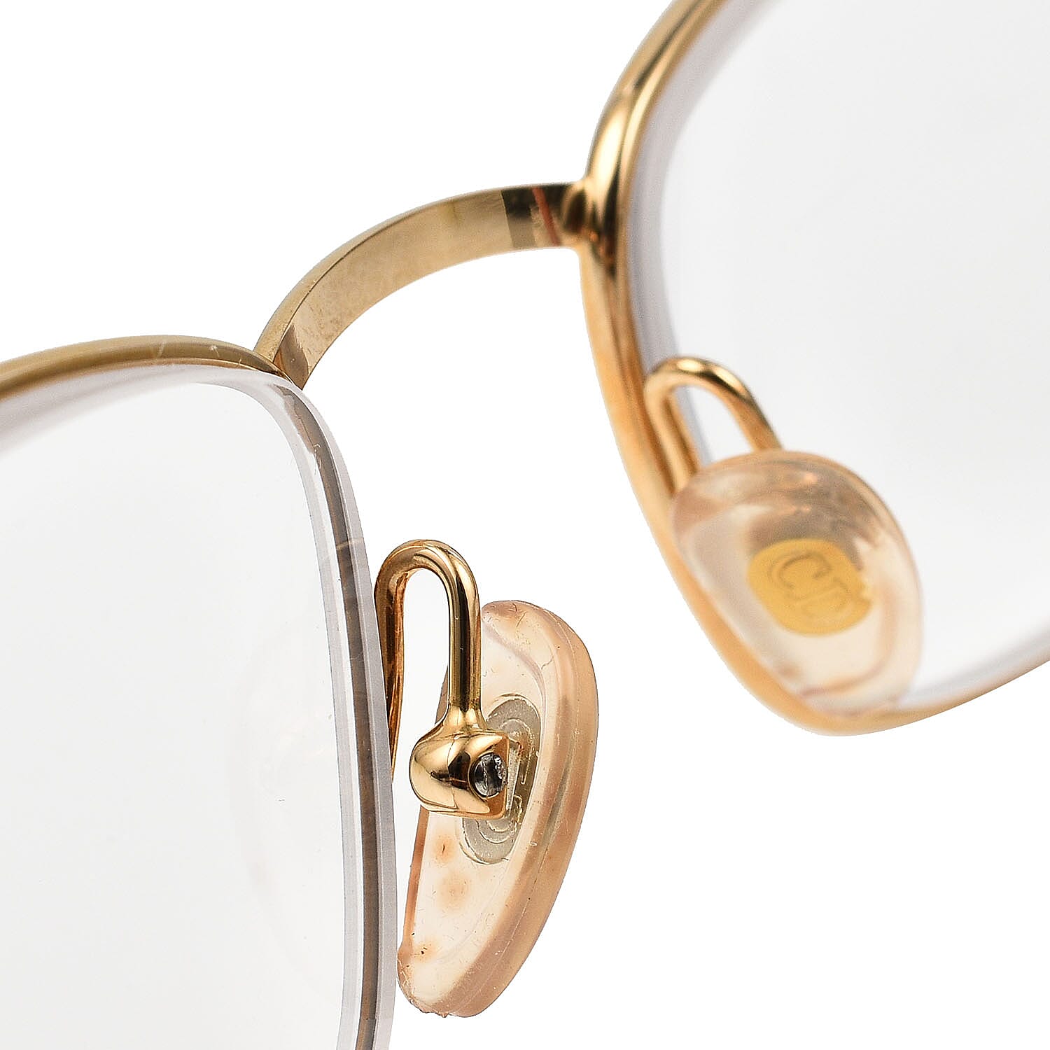 Christian Dior Rectangular Metal Frames with Pink Tips Readers (Power 2.5) - Gold