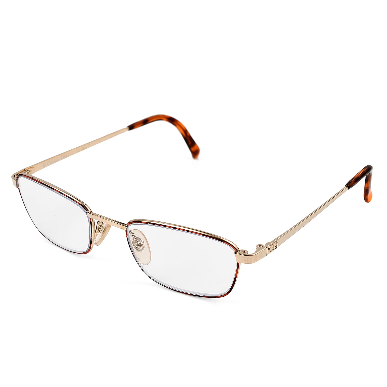 Christian Dior Rectangular Metal Tort Frame Readers (Power 3.0) - Golden