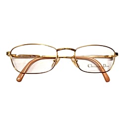 Christian Dior Rectangular Metal Frames with Pink Tips Readers (Power 3.5) - Gold