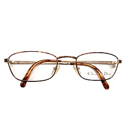 Christian Dior Rectangular Metal Frames with Pink Tips Readers (Power 3.5) - Gold