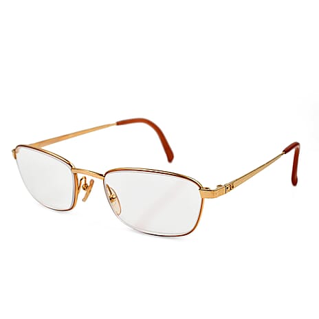 Christian Dior Rectangular Metal Frames with Pink Tips Readers (Power 4.0) - Gold