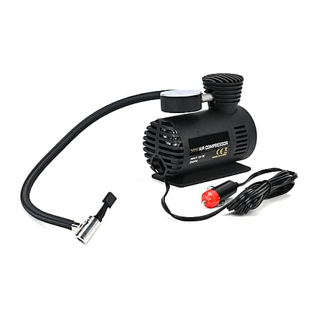Air Compressor for Inflating Tyres, Sporting and Camping (12V) - Black