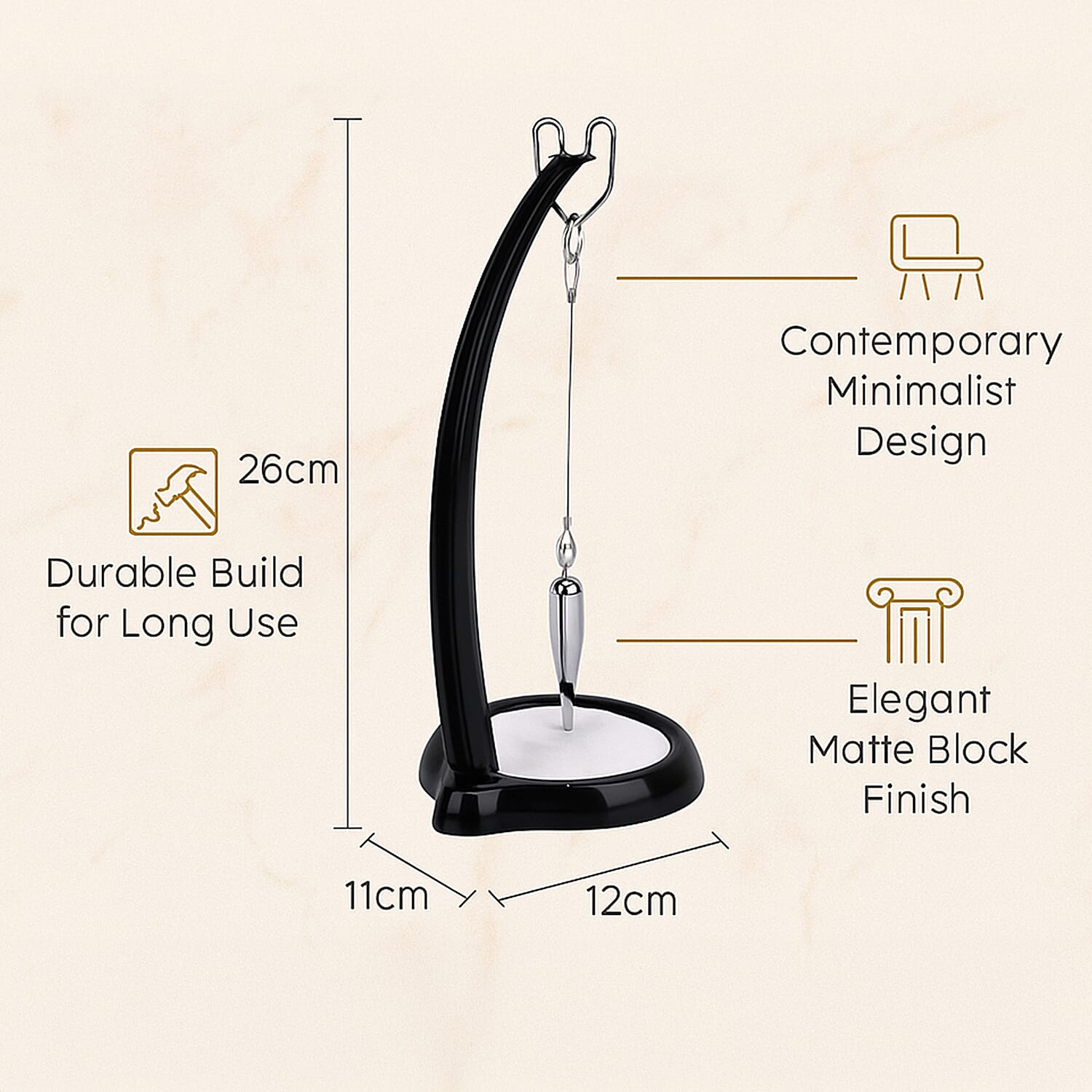 Showpiece (Size 12x11x26 cm) - Black & Black