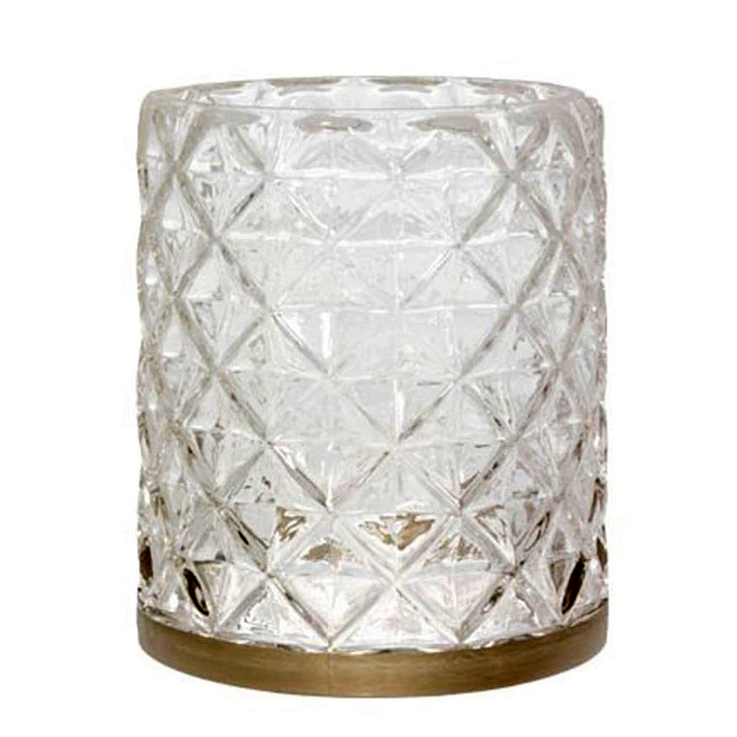 Langham Metallic Band Faceted Glass Jar Holder